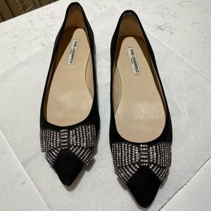 Karl Lagerfeld Women’s Damia Velvet Pointed Toe Flats Size 6M